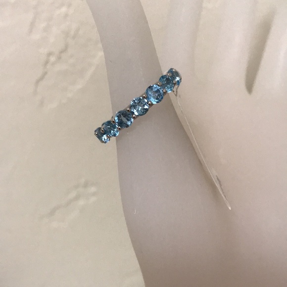 Sterling Silver Blue Topaz Eternity Band - Picture 2 of 6
